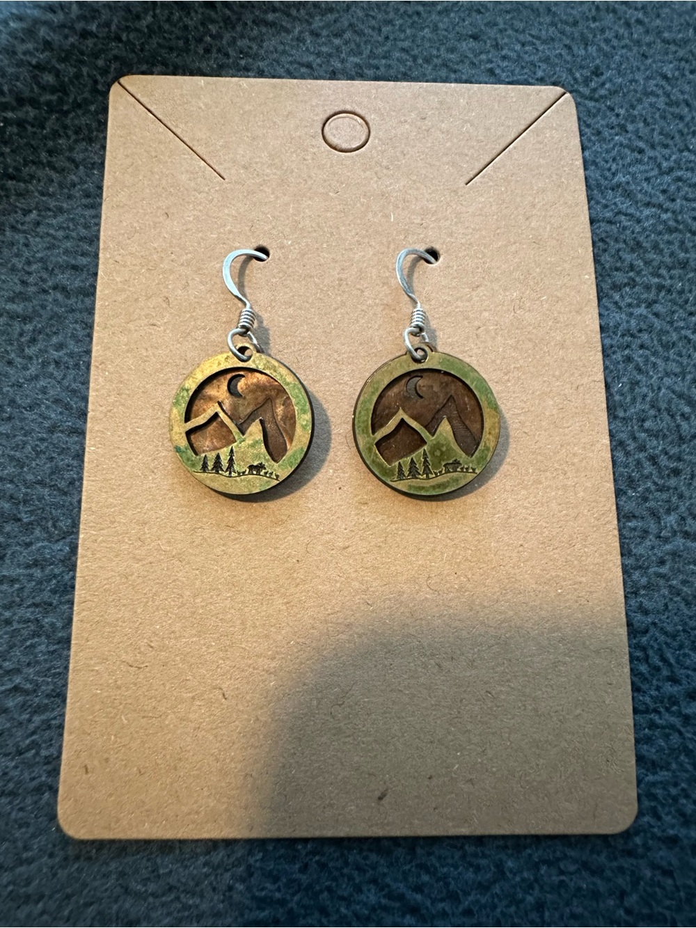 Altitude Jewelry brass and copper mountain scene dangle earrings